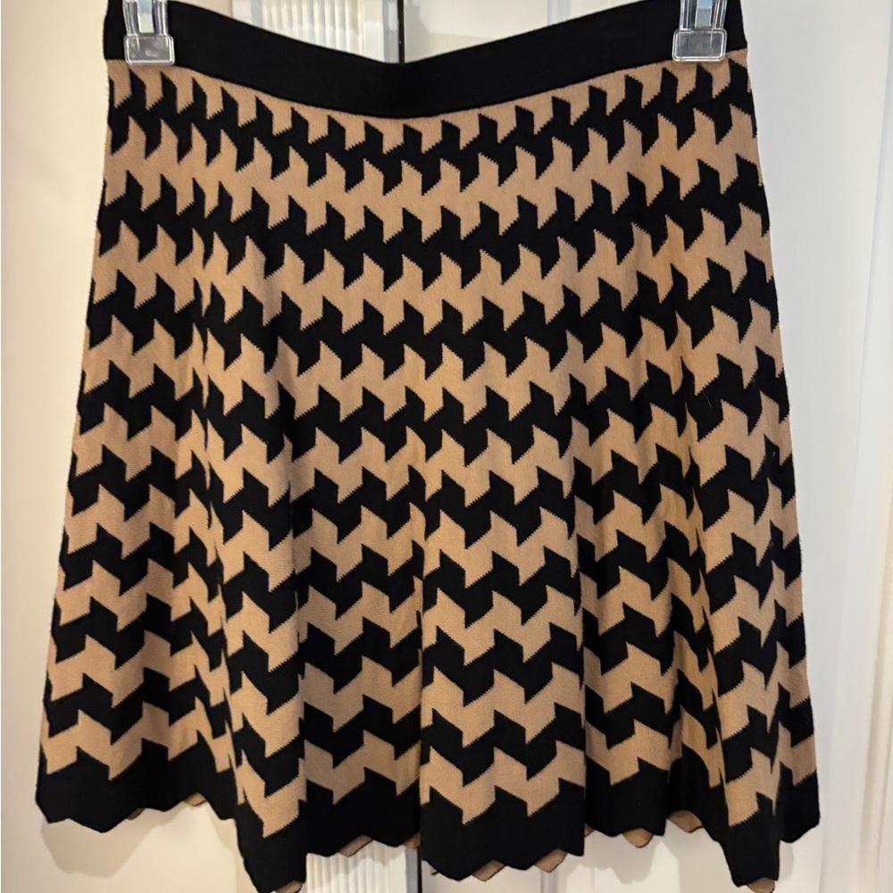 Etcetera Black and Tan Geometric A-Line Skirt